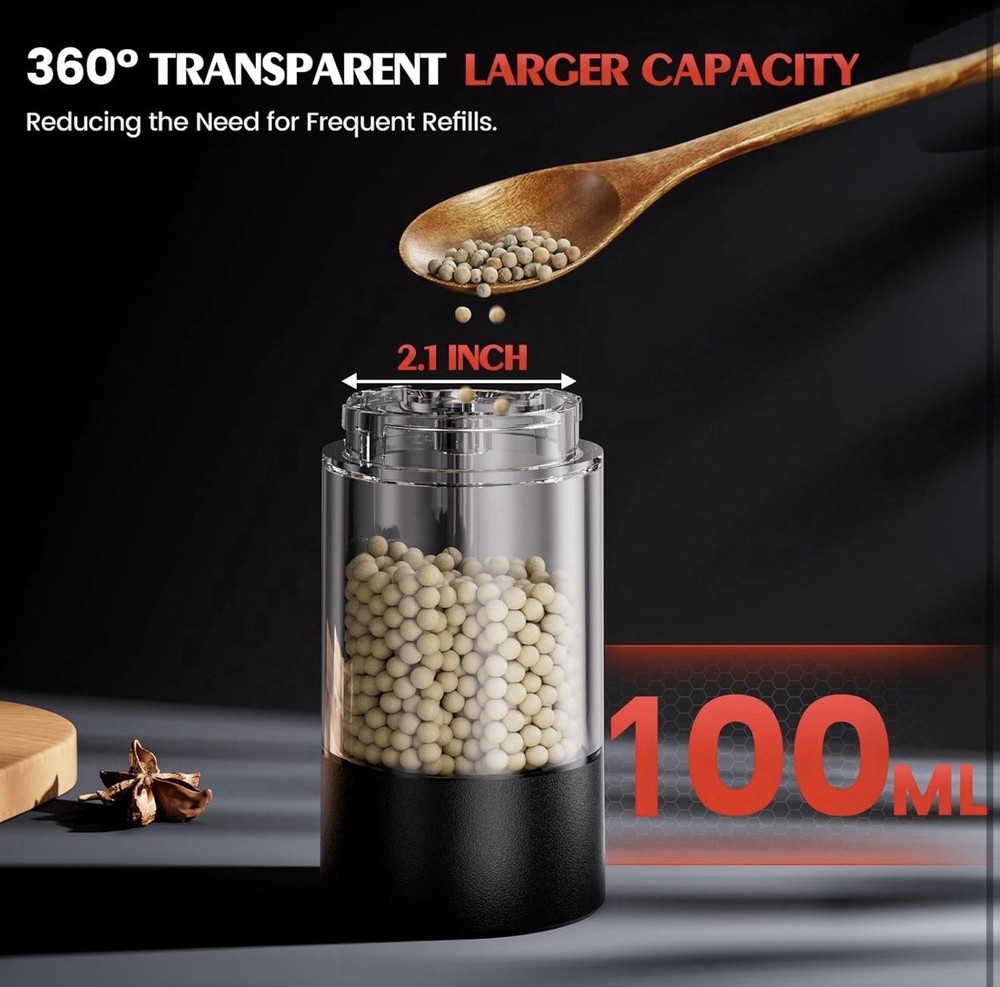 Electric Salt and Pepper Grinder Set, Automatic, Adjustable, Gift, 2 Pack