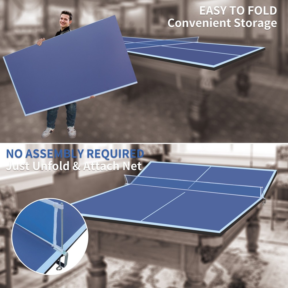 9ft Foldable Ping Pong Conversion Top – Portable Indoor Game Table