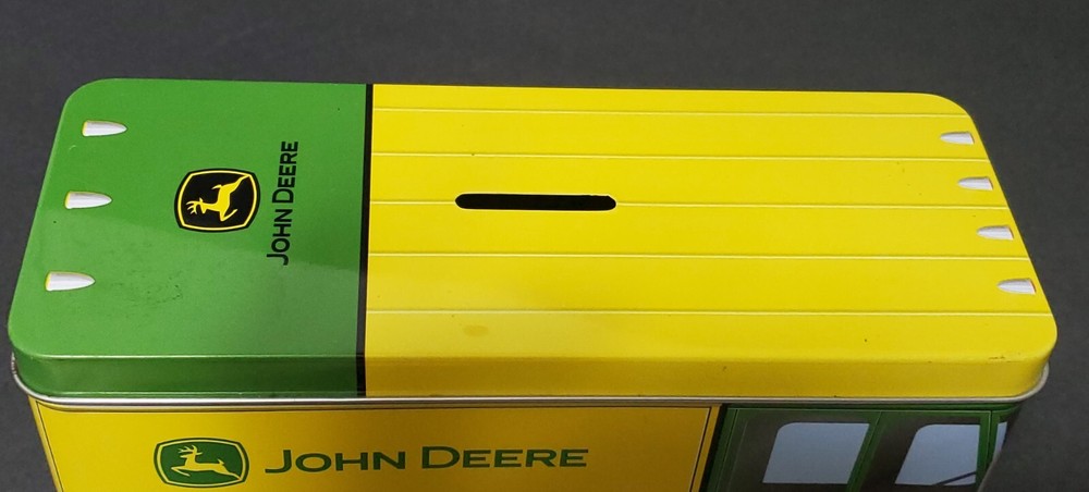 John Deere Bus Shaped Tin Coin Box