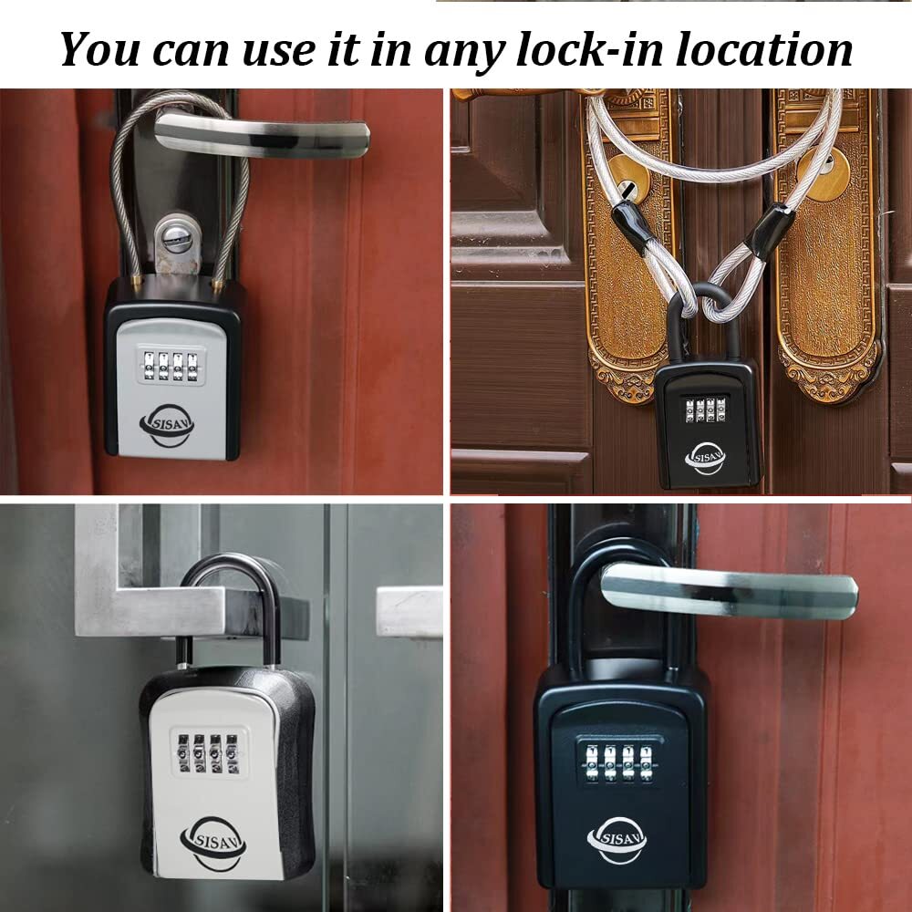 4 Digit Portable Lock BoxSet Your Own CombinationWith Removable Cable and Sha...