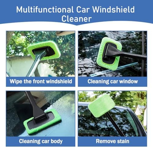 Car Windshield Cleaning Tool, Microfiber Window Cleaner with 4 Washable and