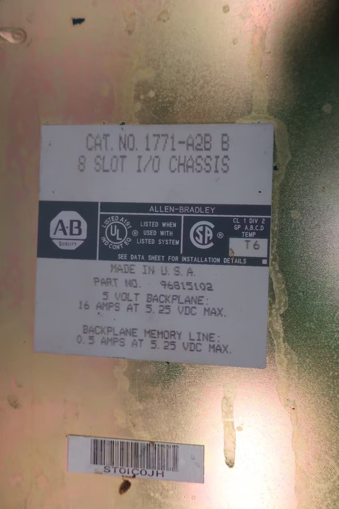 Allen Bradley 1771-A2B Plc5 Chassis Rack Module Ser B