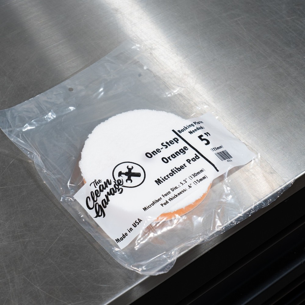 The Clean Garage Orange Microfiber One Step Pad | For 5" Backing Plate