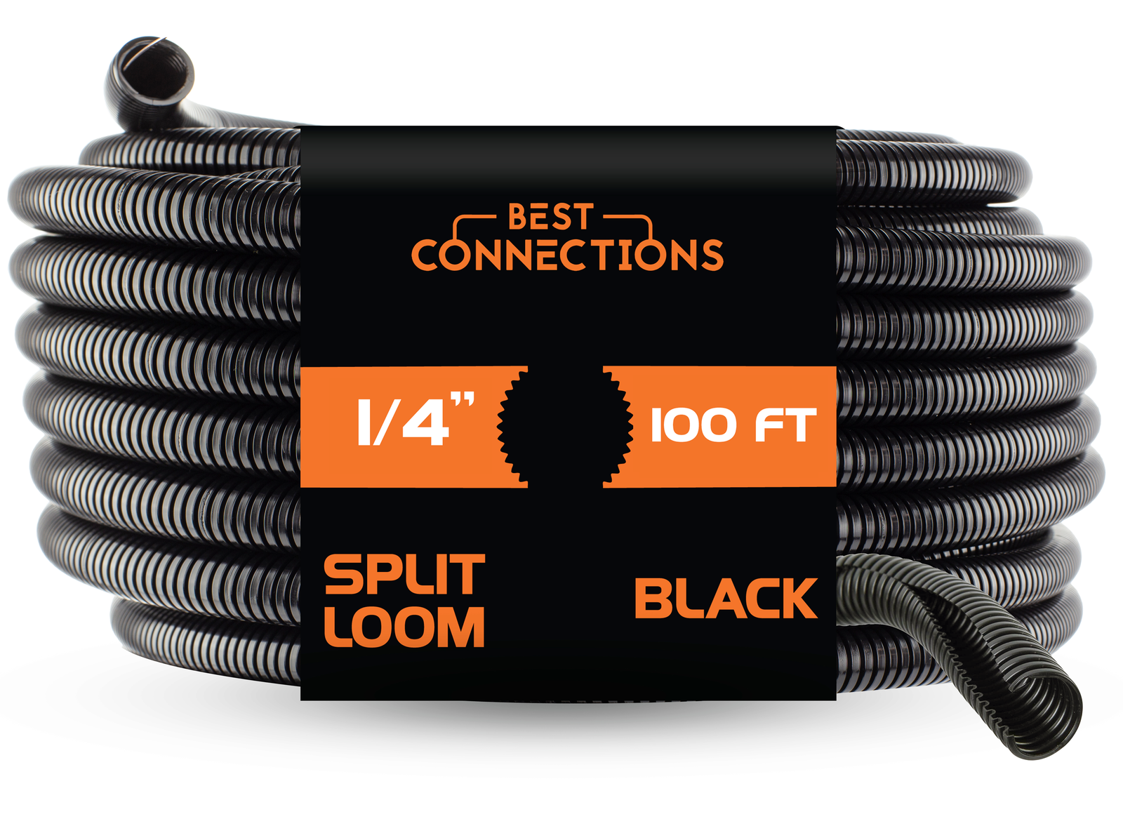Black 100' Feet 1/4" Split Loom Tubing Wire Conduit Hose Cover Auto Home Marine