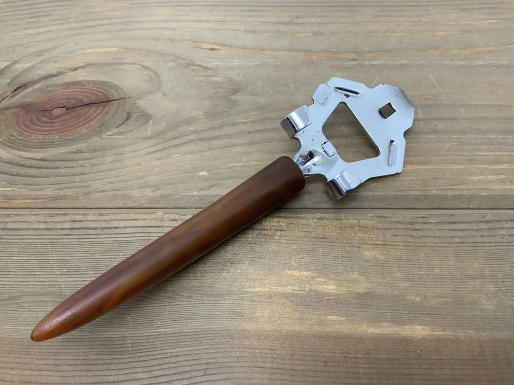 Vintage Can Bottle Opener Bakelite Handle Multi Purpose Gadget