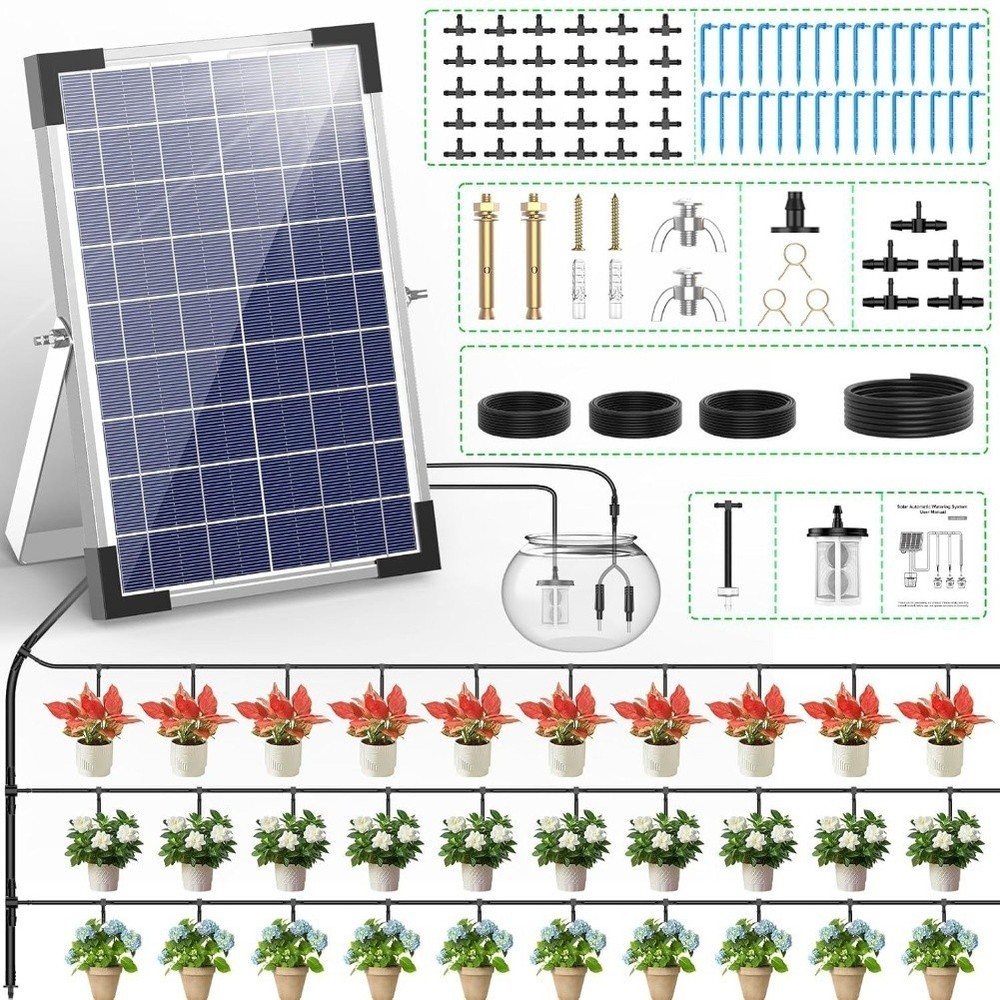 Automatic Watering System Solar Powered Watering Home Gardening 5W Solar Panel