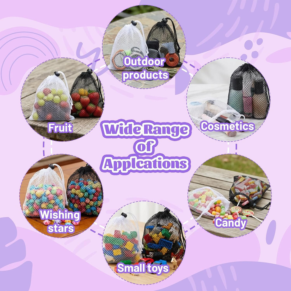 10 Pcs Small Mesh Bags Drawstring, Mini Mesh Storage Bags Nylon Small Drawstring