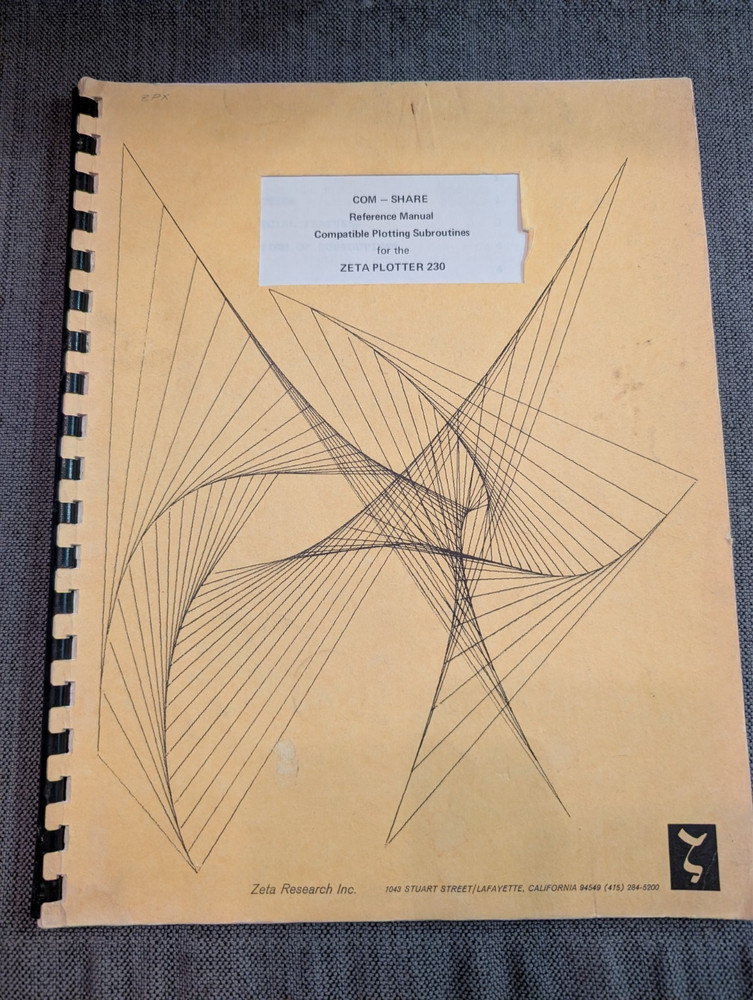 Zeta Research Model 230 Plotter - three different manuals