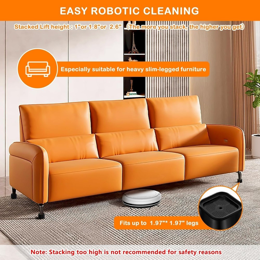 Adjustable 4 Pack Bed Risers - Heavy Duty Stackable Furniture Elevators (1-3 in)