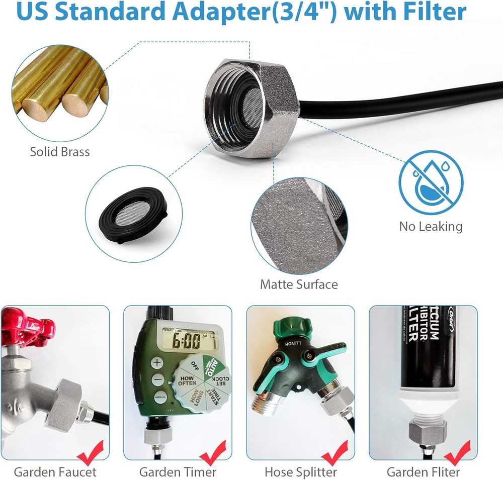 Misting Cooling System, Outdoor Misting System for Patio, 40 FT Misting Line+10