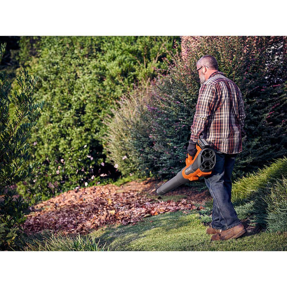 RIDGID 2-Tool Kit 14" 18V Brushless Cordless Battery String Trimmer Leaf Blower