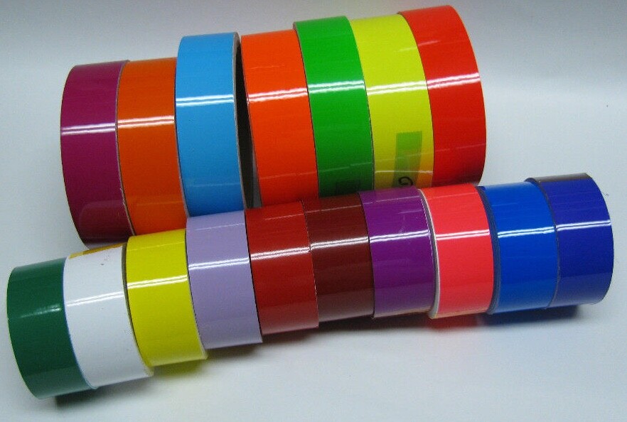 Solid Color Gloss VINYL TAPE, pick color + size, 30 Colors! Sticky Plastic
