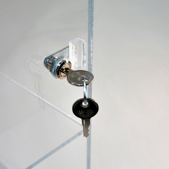 Azar Acrylic Lockbox Countertop Display Case w/ 3 Shelves 12.375" Wide