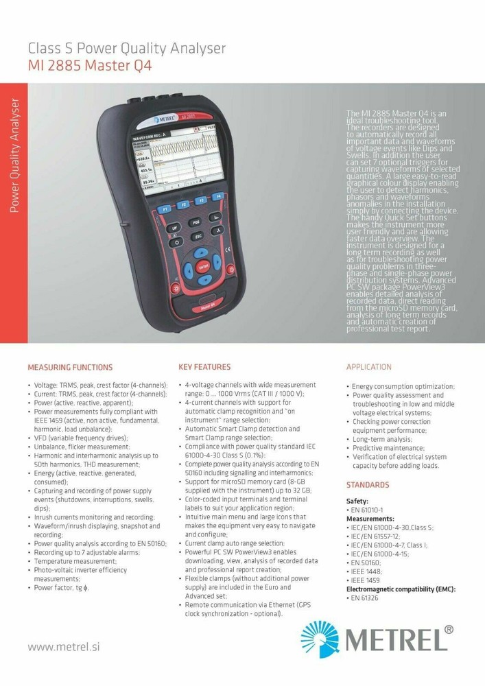 Metrel MI 2885 Master Q4 Power Quality Analyzer PQA Advanced Set