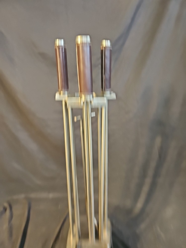 VTG Fireplace Tool Set Chrome 4pc. Heavy Set