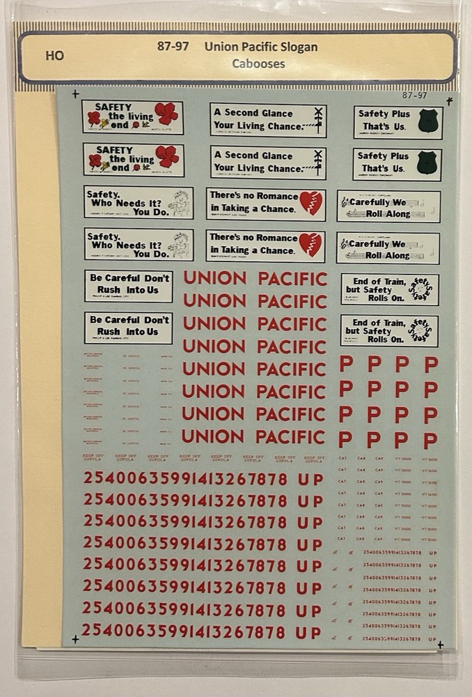 MICROSCALE HO DECAL-UNION PACIFIC/UP SLOGAN CABOOSES - #87-97