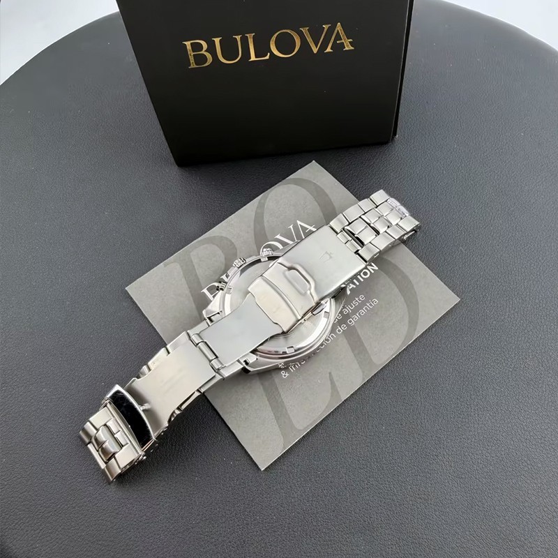 Men Bulova Classic Marine Star Black Dial Chronograph 98B401 Quartz Watch 41.5mm