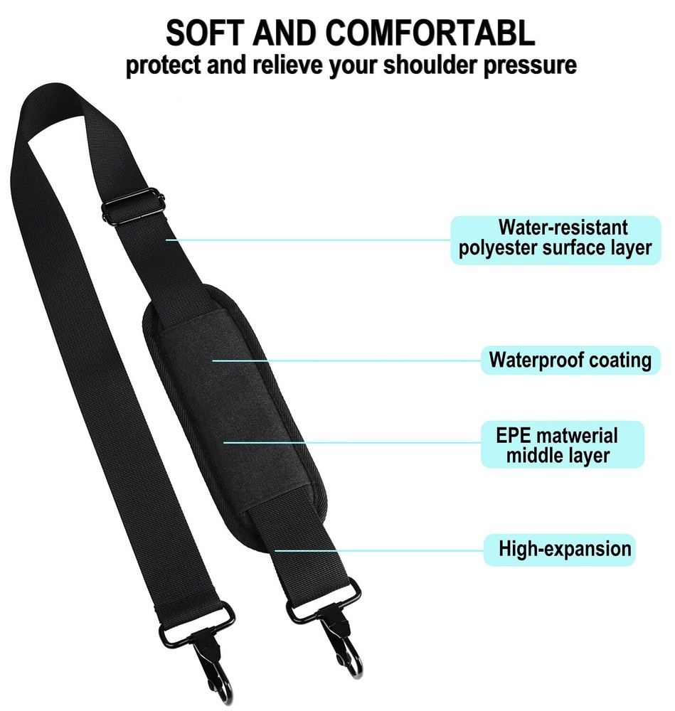 BOOEUDI 56 inch Shoulder Strap, Universal Adjustable Thick Soft Duffel Bag