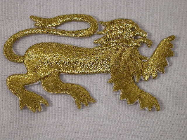 Gold Metallic Heraldic Lion Iron On Patch Right