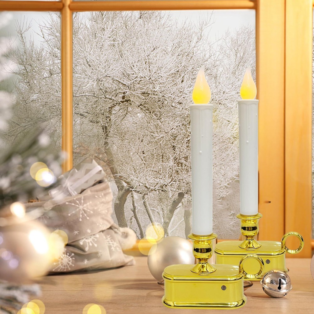 4 Pack Wireless Window Candle Lamps, Christmas Window Candle Light with Sensor