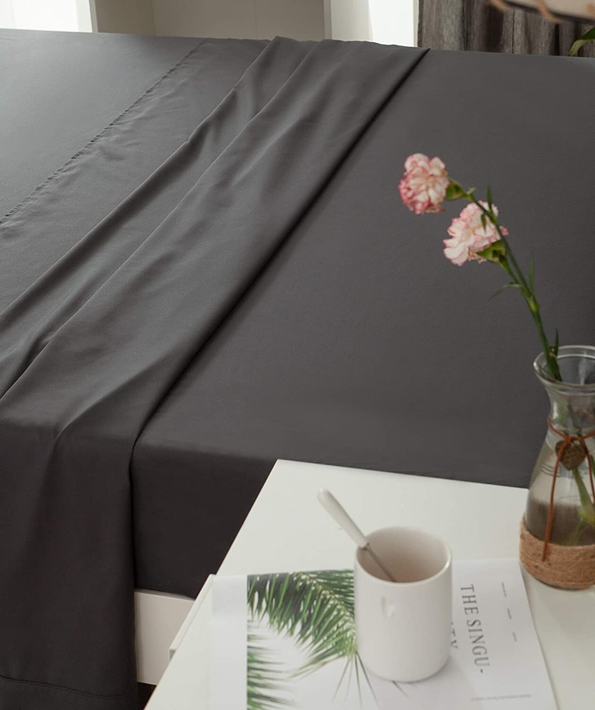 Luxury Queen Bed Sheets Set Grey Ultra Soft 4 Pieces Bedding Microfiber