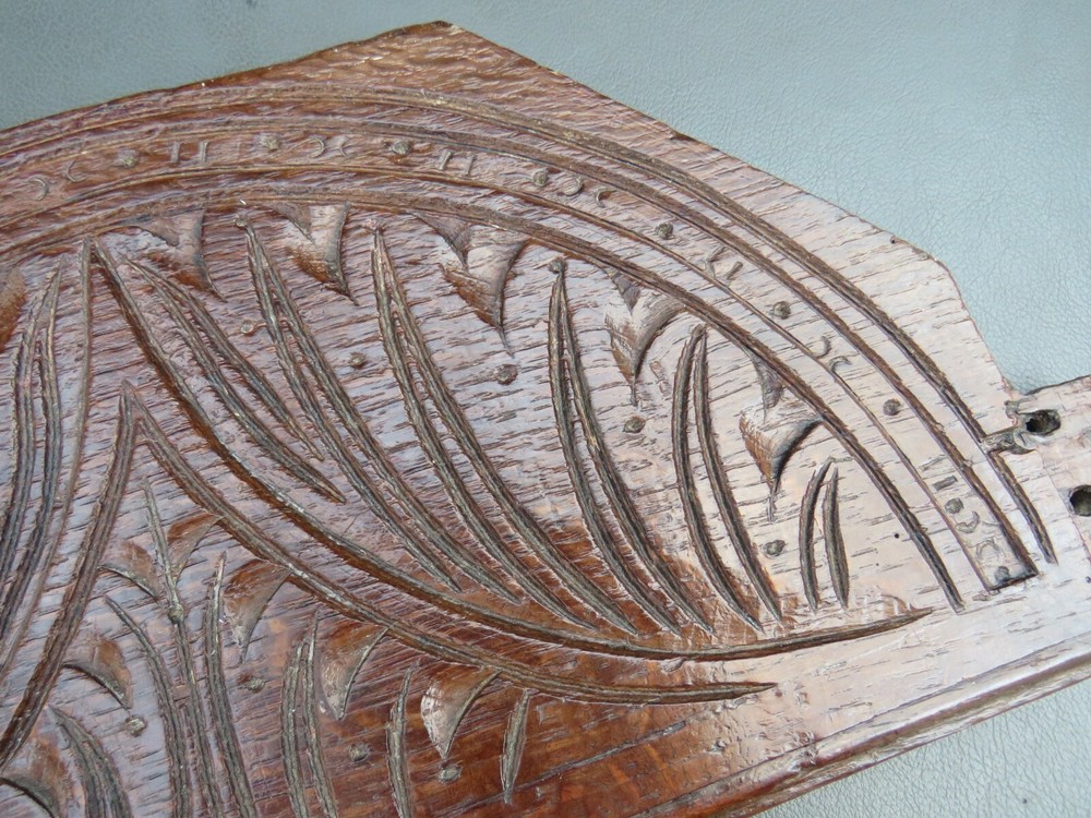Antique wooden oak carved panel
