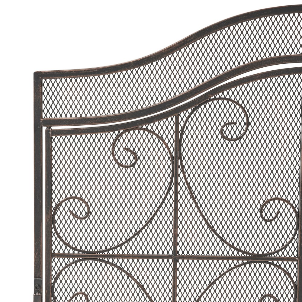 Vintage Fireplace Screen with Doors Traditional Scroll Metal Single Panel Screen