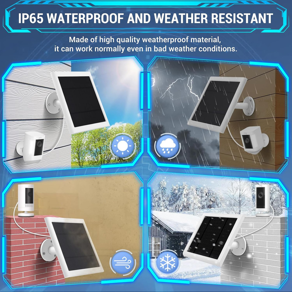 2 Pack - Solar Panel for Ring Security Camera Spotlight Cam Plus/Pro(Battery) St