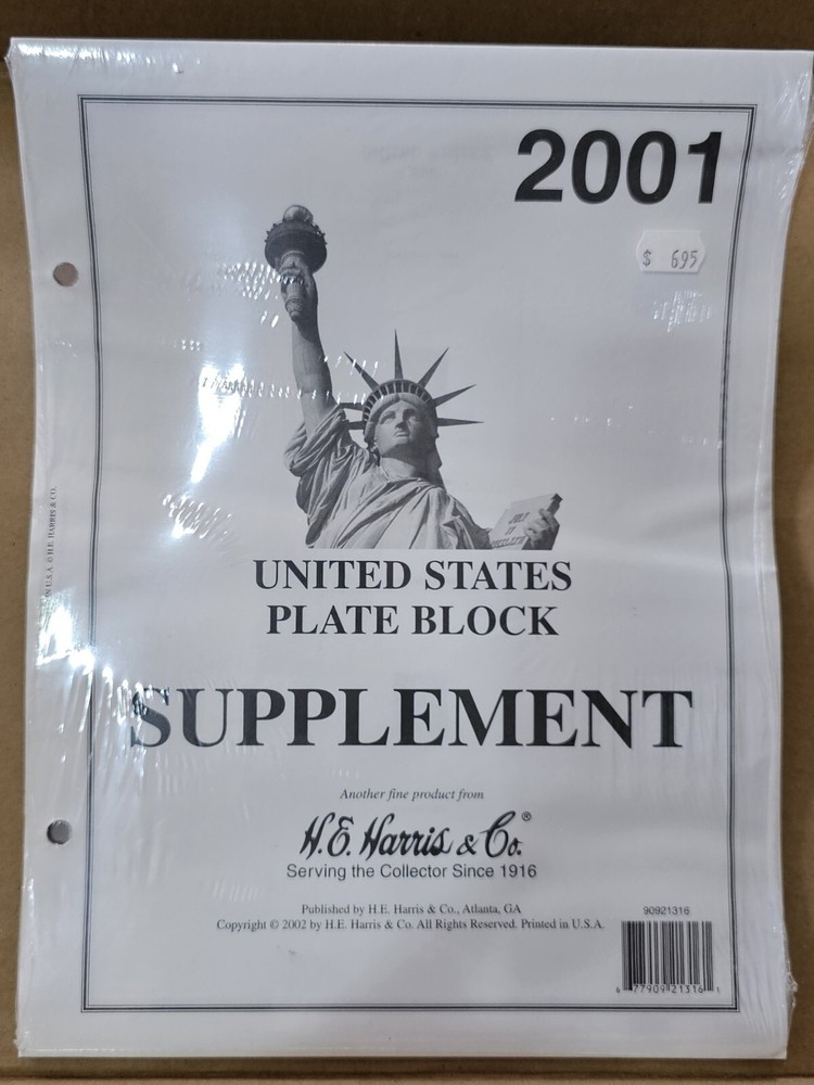 2001 H. E. Harris Plate Block Supplement Pages NOS