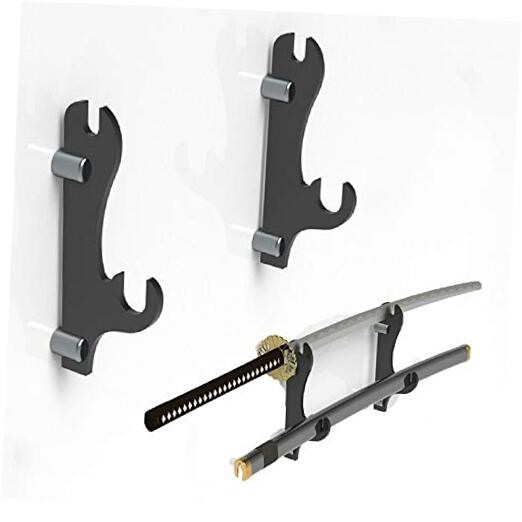 Sword Stand, Sword Hook, Two-Layer Wall-Mounted Samurai Sword Stand black