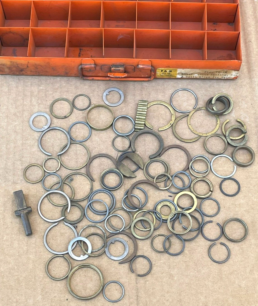 Vintage Metal Toolbox with/ 80 Assorted Washers