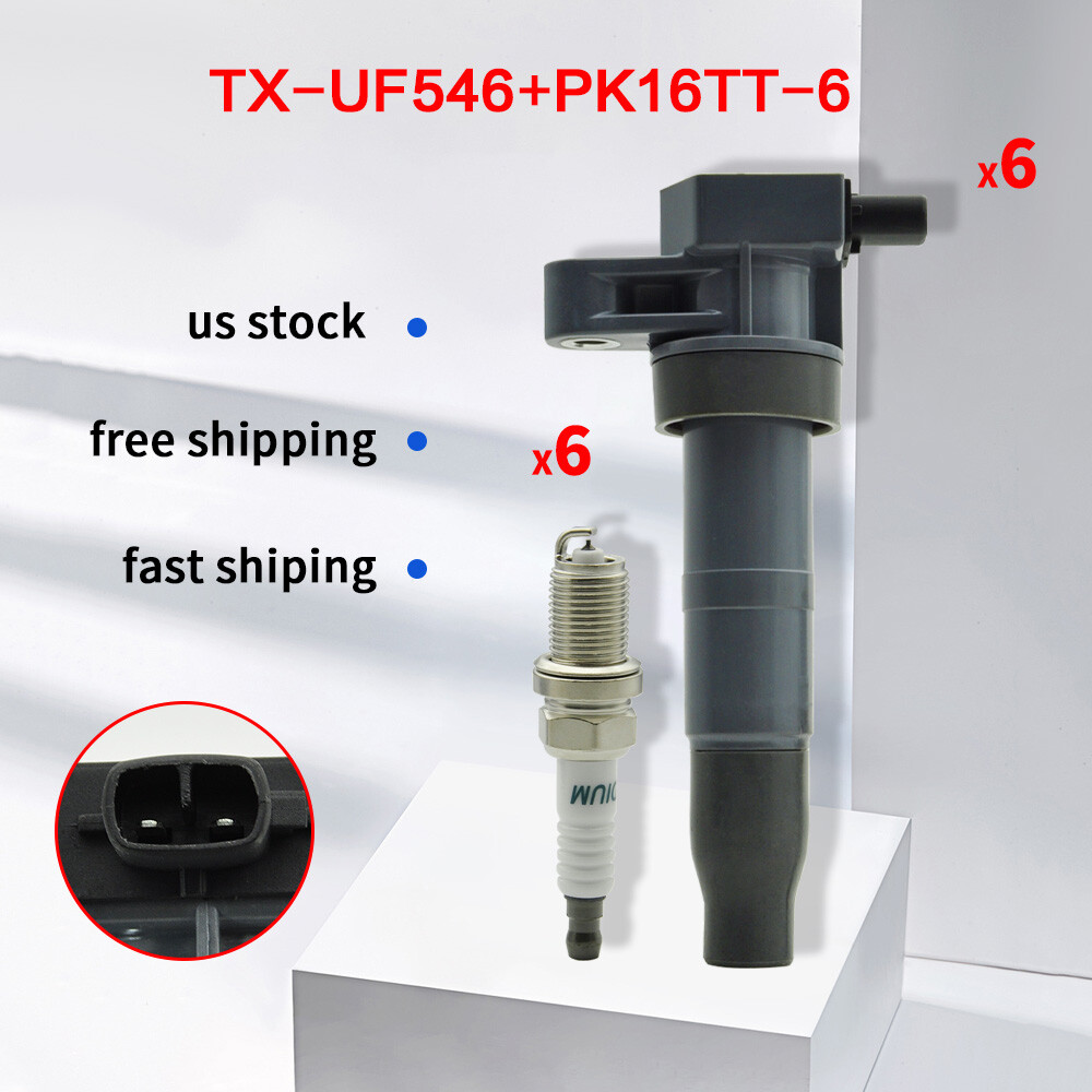 Cnpapc 6*Ignition Coil &Spark Plug for Hyundai Santa Fe Kia Sorento Sedona UF546