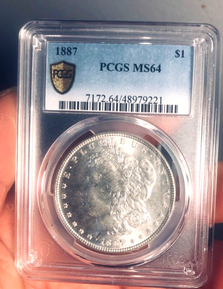 1887  Morgan Silver Dollar Coin PCGS MS 64 M44