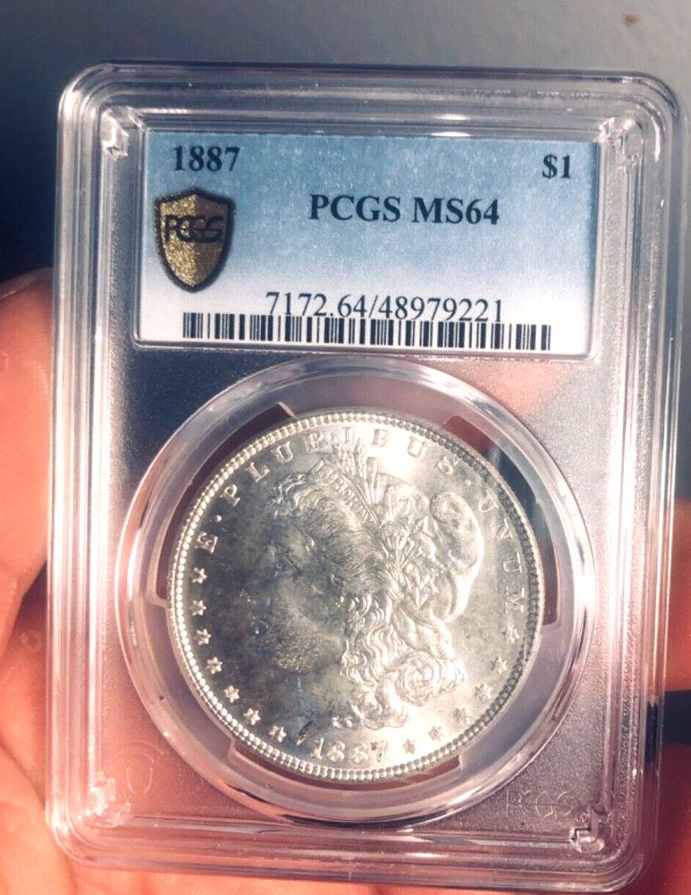 1887 Morgan Silver Dollar Coin PCGS MS 64 M44