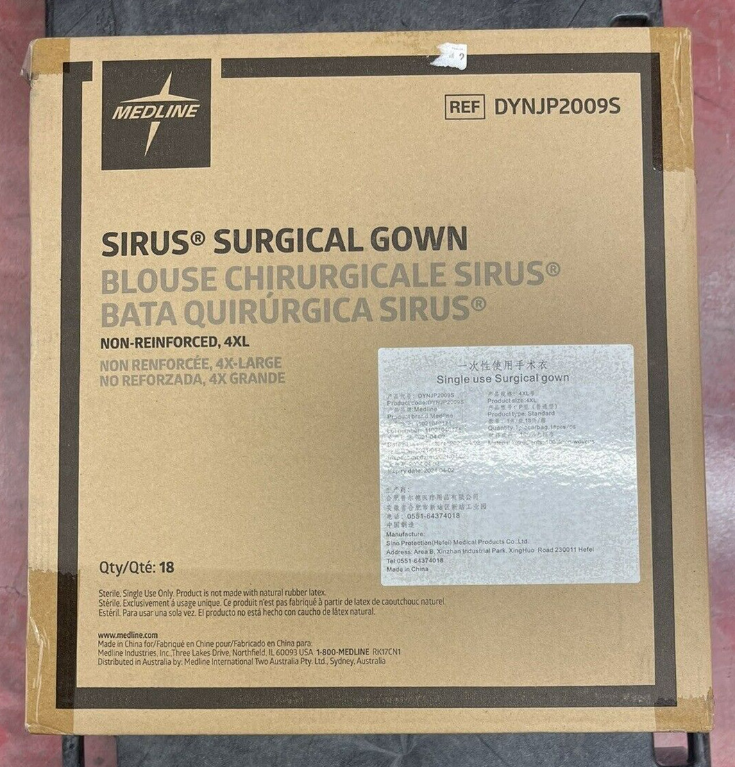 Medline SIRUS Sterile Level 3 Surgical Gown 4XL • DYNJP2009S • Case of 18 - EXP