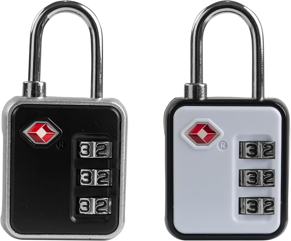 Suitcase Locks TSA Approved, Small Combination Padlock for Black+White