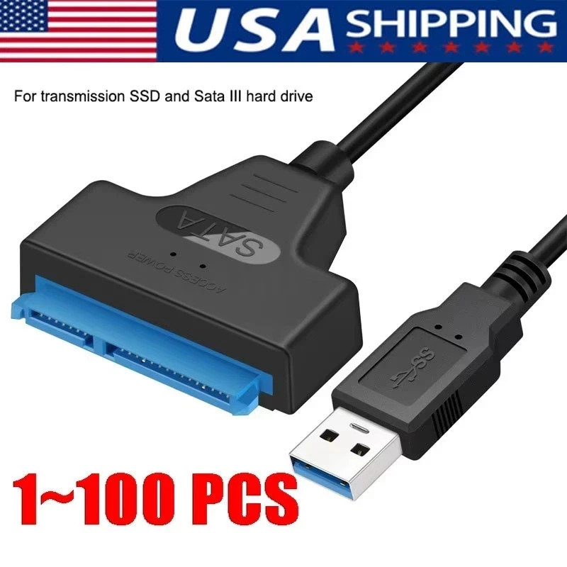 USB 2.0 to 2.5" SATA III Hard Drive Adapter Cable/UASP to USB2.0 Converter LOT