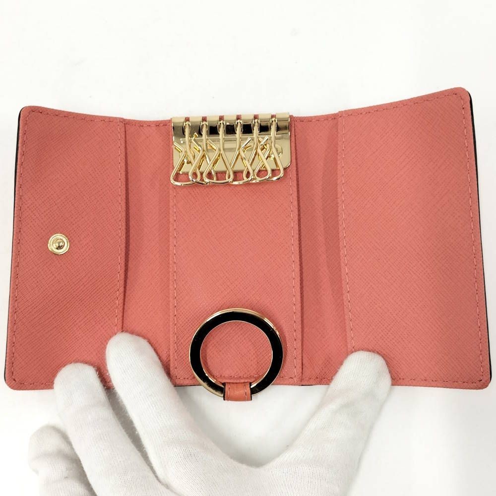 MICHAEL KORS 6-Key Case MK Logo Leather Orange