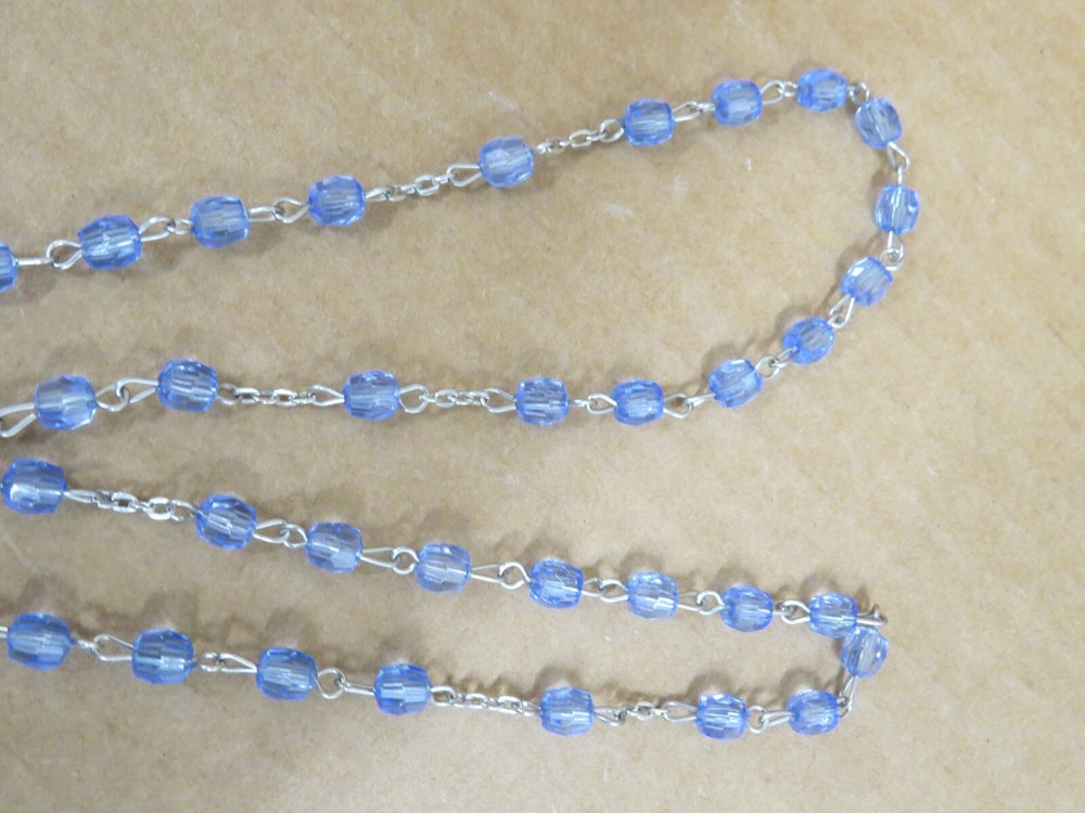 VTG Catholic 5 Decade Rosary Immaculate Conception Light Blue Beads