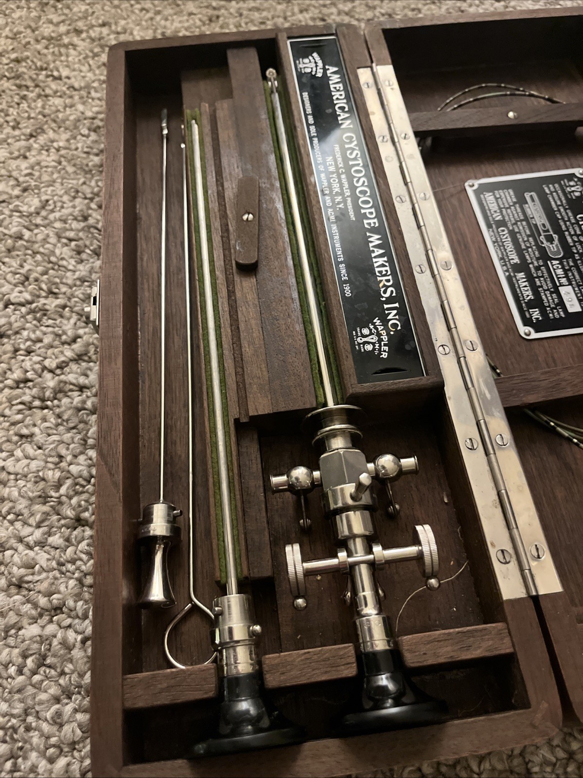American Cystoscope Makers Vintage Instruments In Wooden Box Wappler And ACMI