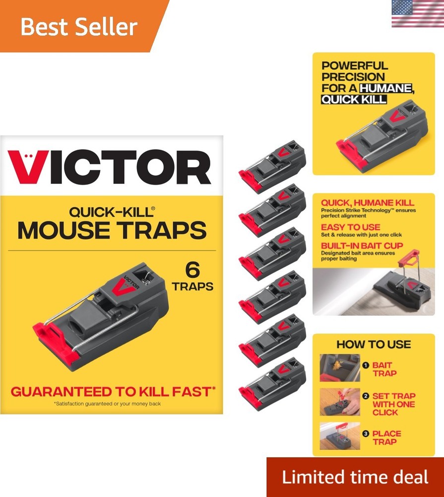 Victor M123ssr 6-pack Quick-kill Mouse Trap, Gray, Plastic