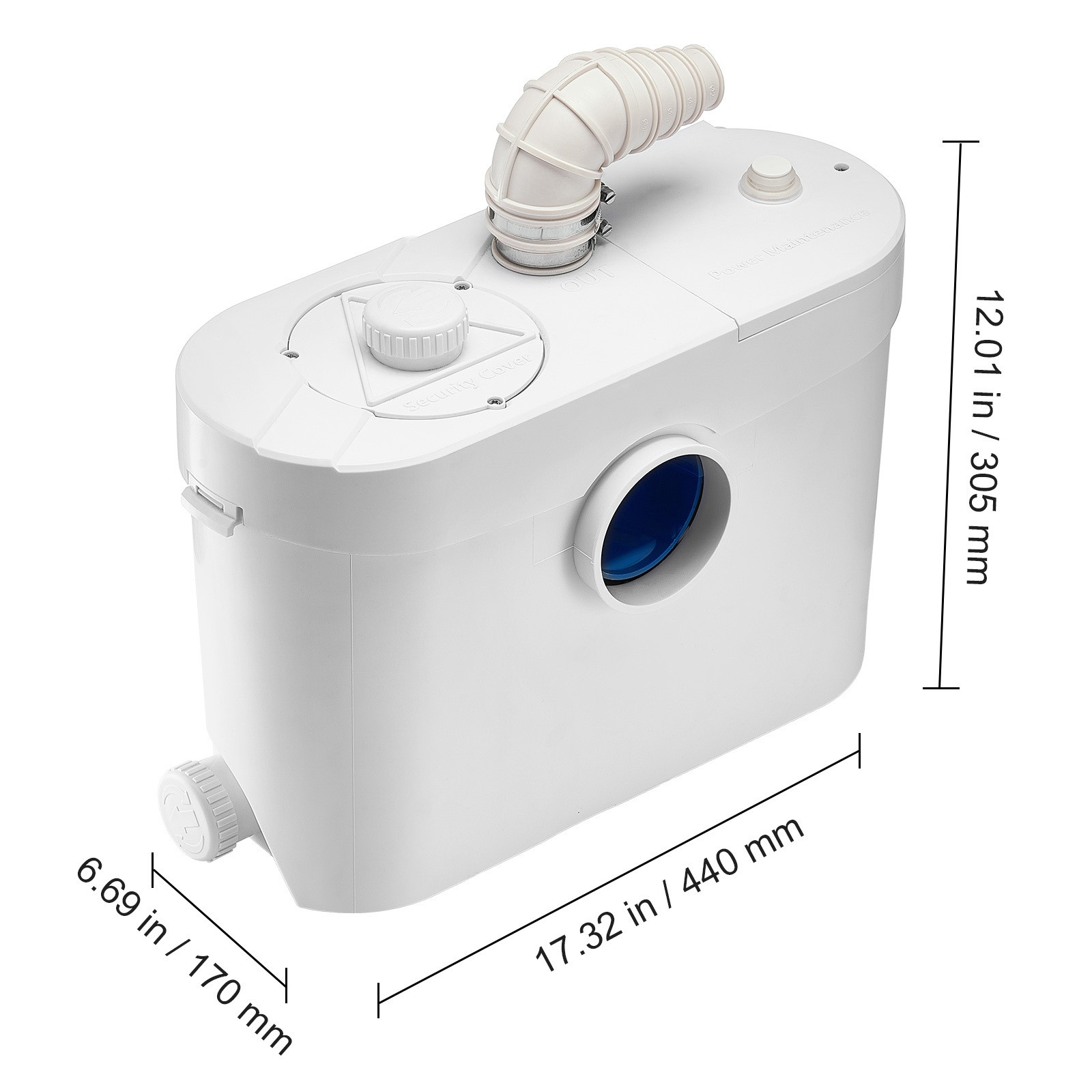 Macerator Pump 900W 48 GPM Flow 40 ft Head Lift Pump Toilet Basement Sink