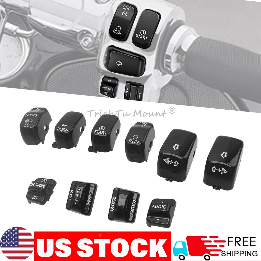 For Harley Electra Glide FLHTK 10-13 10PCS Black Hand Control Switch Button Cap