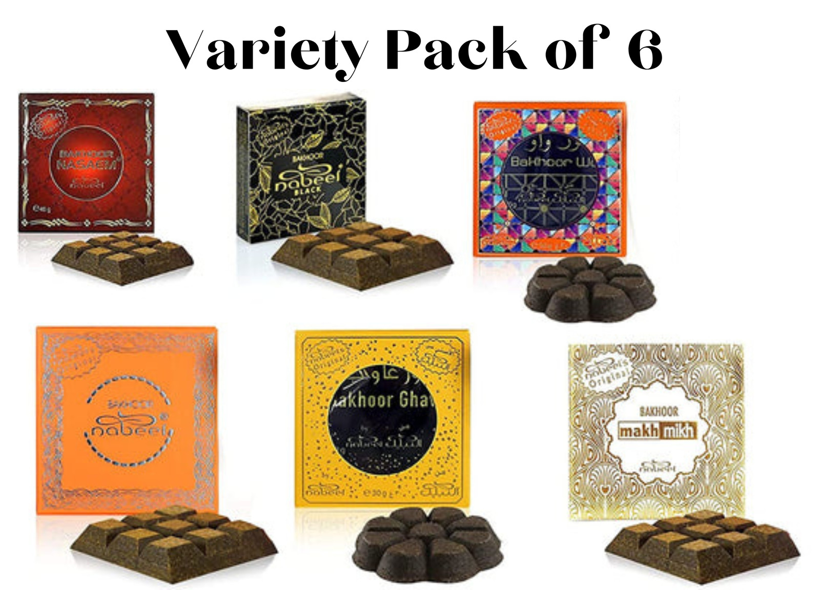 Nabeel Bakhoor 40gram Mix Pack of 6 Incense Bukhoor