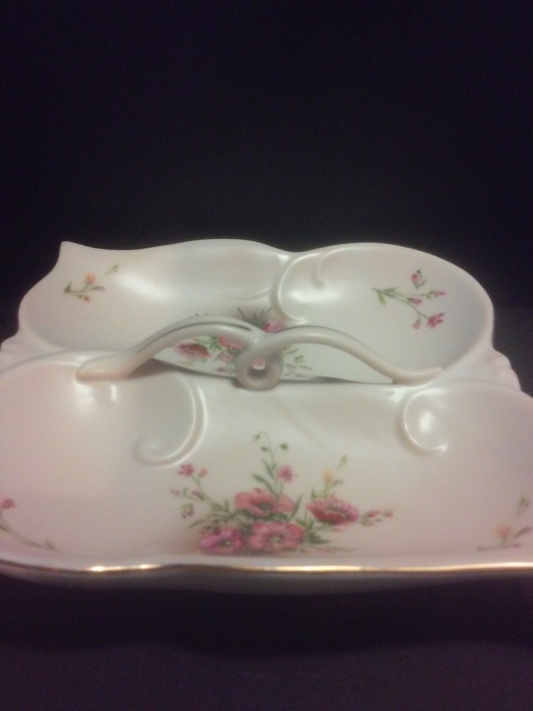 COR HIBISCUS DIVIDED CERAMIC TRAY WITH HANDLES