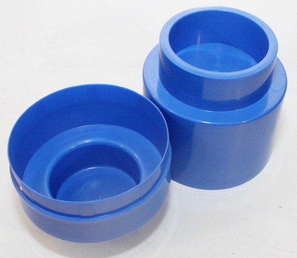 Lego Storage Box with Lid Blue Round 1 Stud 7.5" Tall x 5" Diam. 2012 Stackable