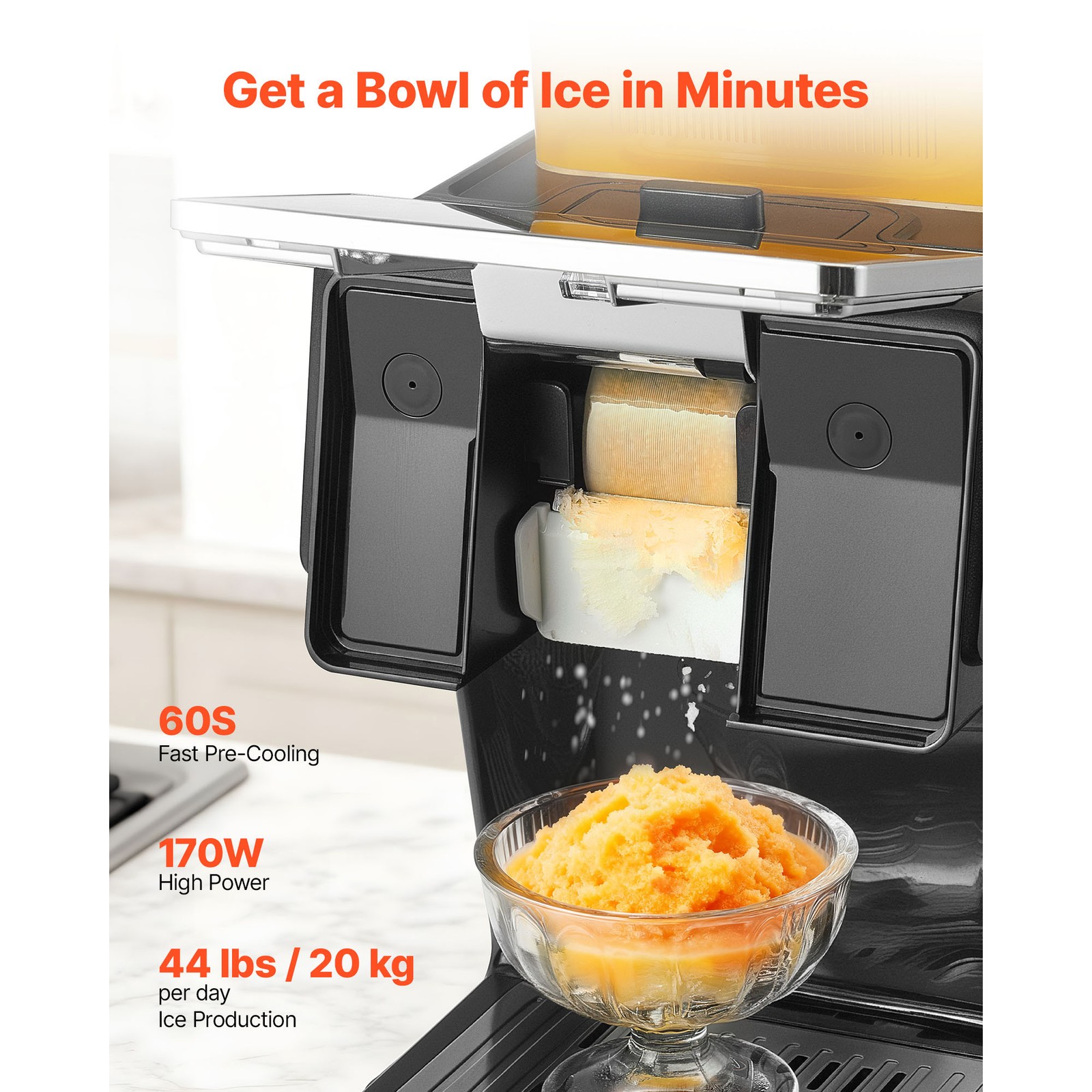 Uimoso Snowflake Ice Maker 44LBS/24H Shaved Ice Slush Machine for Home Party Use
