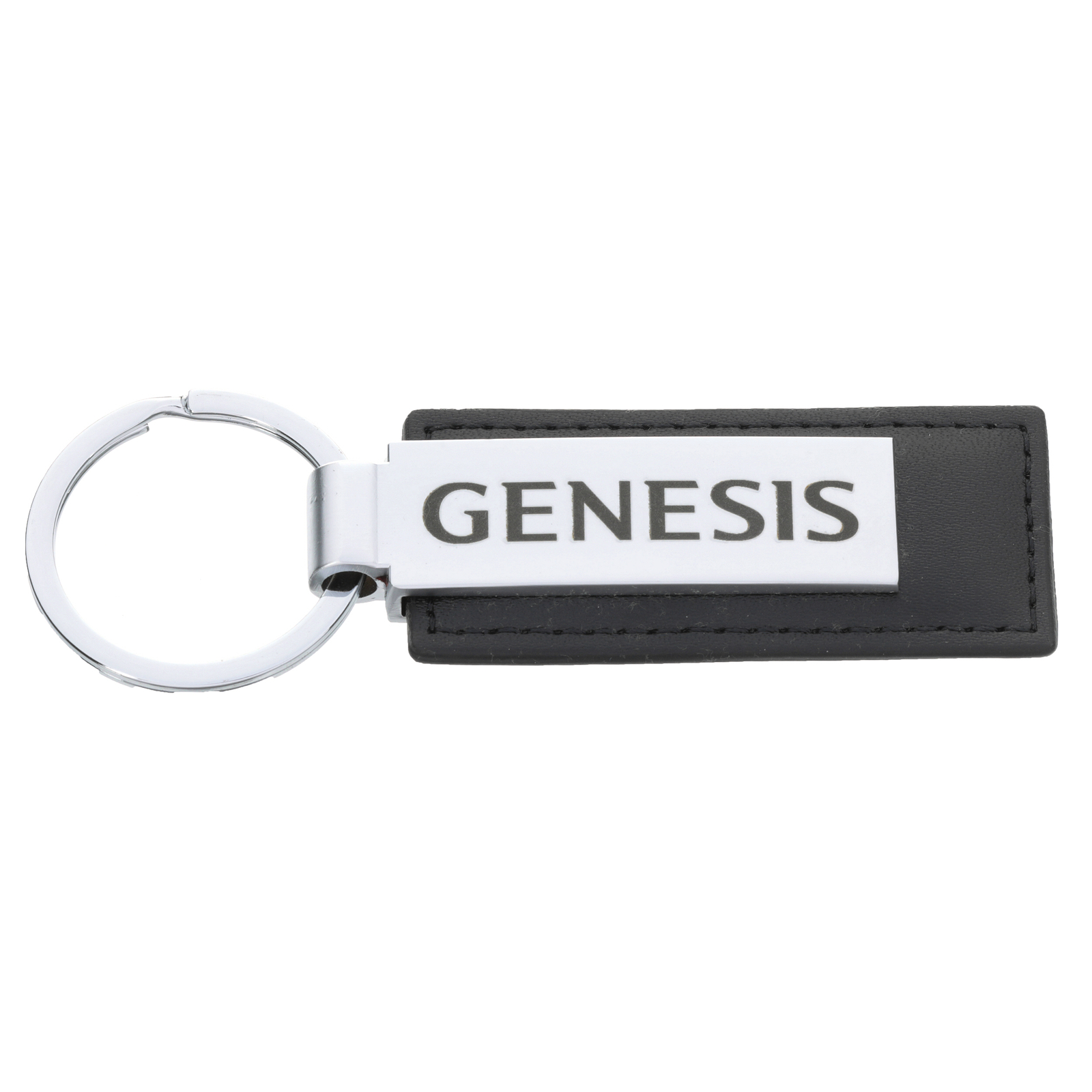OEM NEW Hyundai Genesis Key Chain Black Leather & Silver With Logo 00402-22523