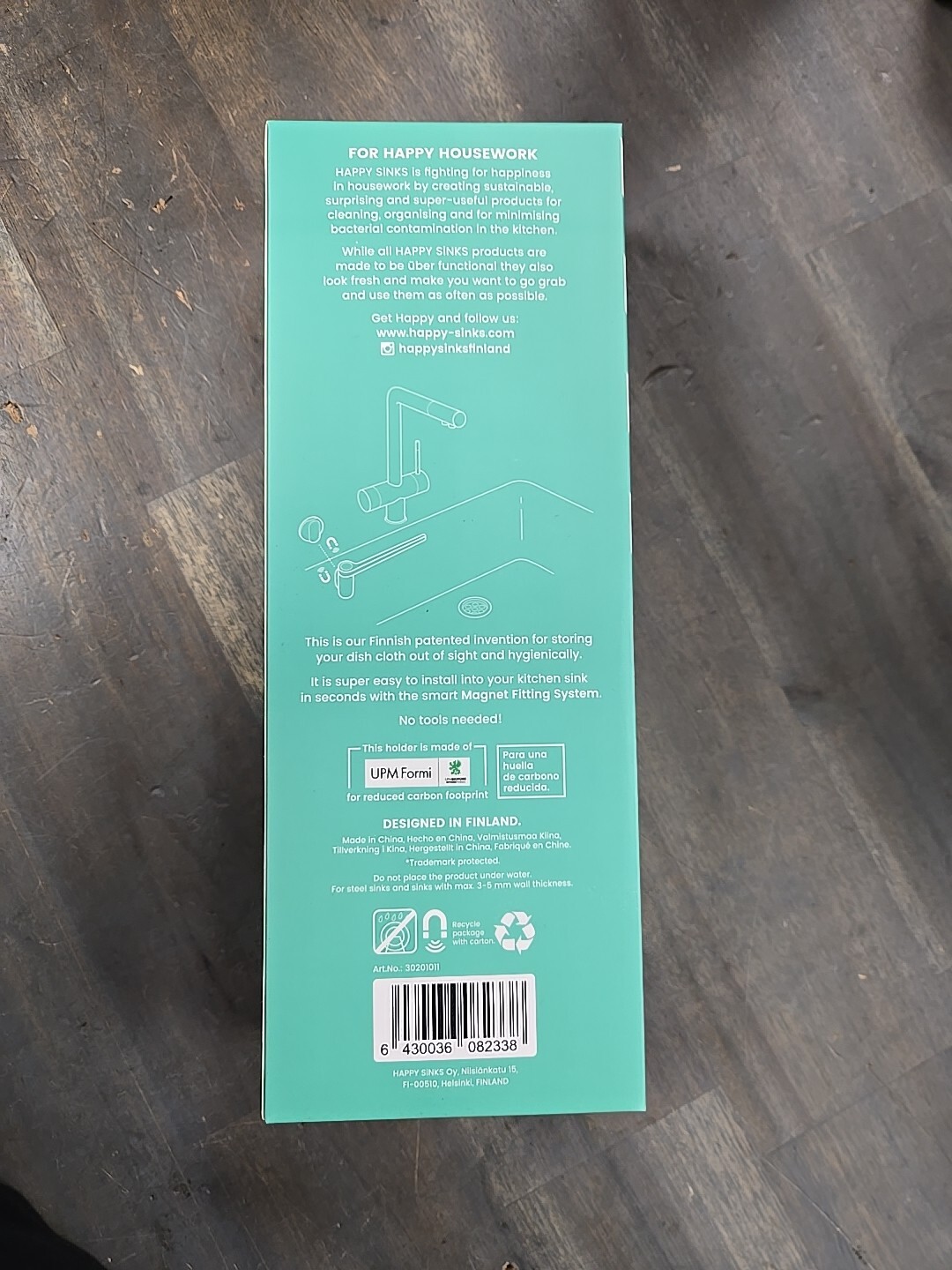 Happy Sinks Magnetic Dish Cloth Holder Charcoal Brand New