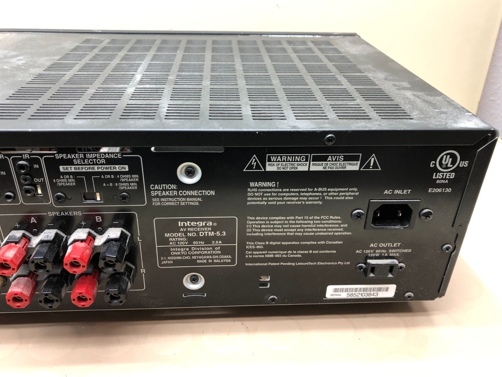 Integra DTM 5.3 A/V High Performance Receiver (Tested For Power) a